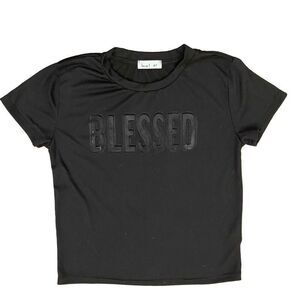 Love J Blessed Logo Black Tee Short Sleeve Size XS